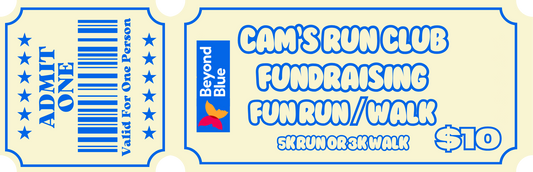 Cam’s Run Club x Beyond Blue Fundraiser FUN RUN / WALK Ticket